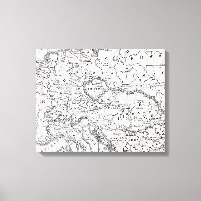 KARTE: DEUTSCHLAND UND ÖSTERREICH LEINWANDDRUCK (Vorderseite)