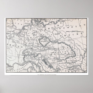 KARTE: DEUTSCHLAND UND ÖSTERREICH POSTER