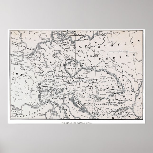 KARTE: DEUTSCHLAND UND ÖSTERREICH POSTER (Vorne)