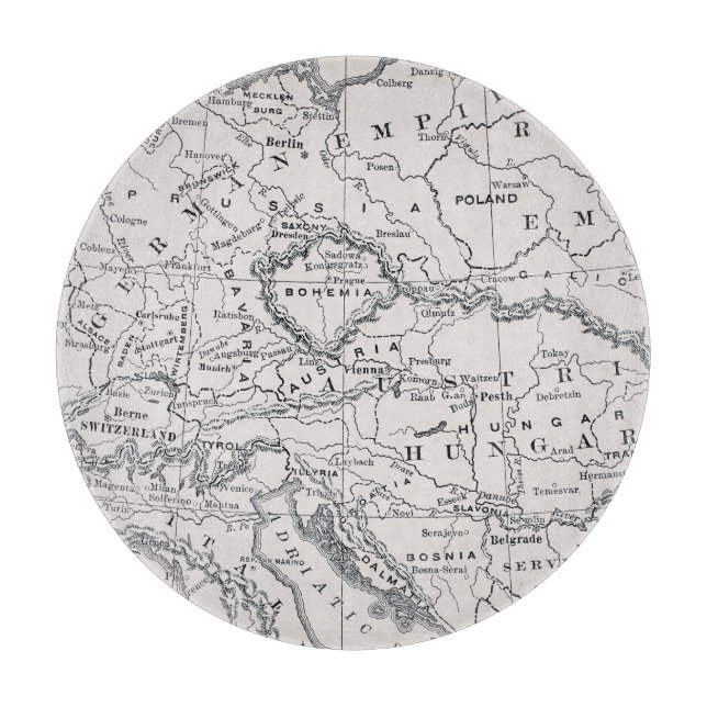 KARTE: DEUTSCHLAND UND ÖSTERREICH SCHNEIDEBRETT (Vorderseite)