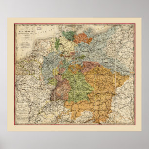 Karte Deutschlands (1855) Poster