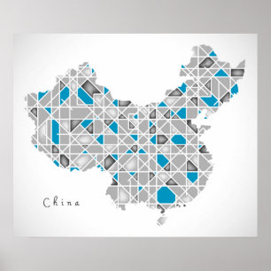 Karte diamant-Art-Grafik der China-  der Kristall Poster