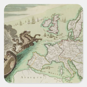 Karte, die den Marineangriff auf England Quadratischer Aufkleber