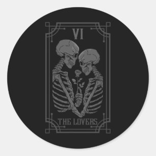 Karte Die Liebenden Skeleton Goth Halloween Hexe Runder Aufkleber