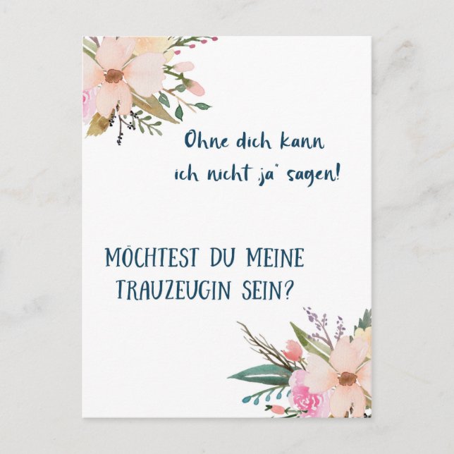 Karte - du meine Trauzeugin sein (Vorderseite)