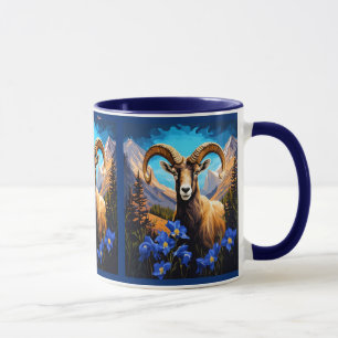 Karte einer dicken Hornschaf Columbine Tasse