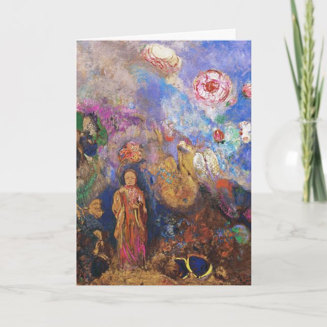 Karte/Einladung: Buddha und die Blume Karte (Vorderseite)