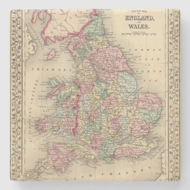 Karte Englands, Wales durch Mitchell Steinuntersetzer (Vorderseite)