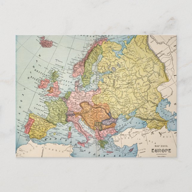 KARTE: EUROPA, 1885 POSTKARTE (Vorderseite)
