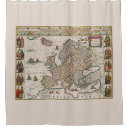 Karte Europas im Mittelalter (von Willem Blaeu) Duschvorhang