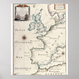 Karte Europas Poster