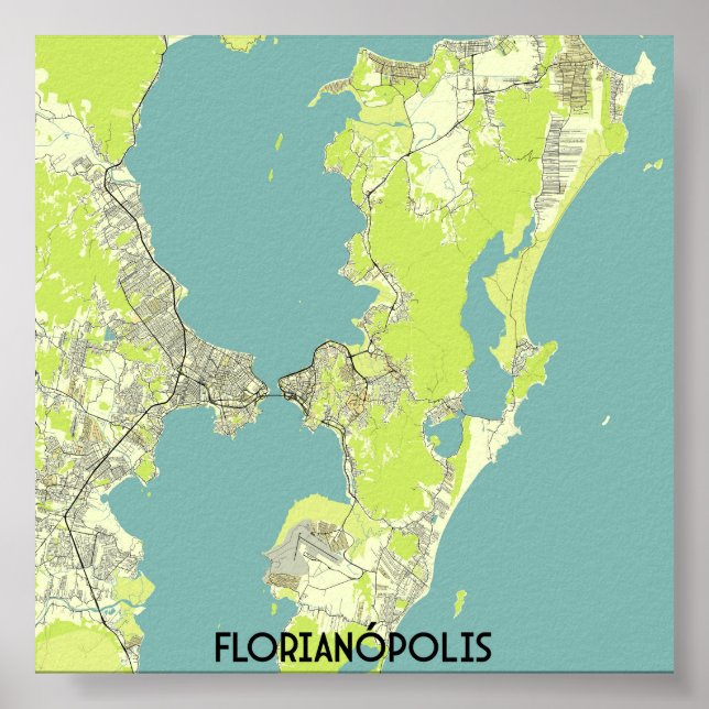 Karte Florianópolis Brasilien Poster (Vorne)