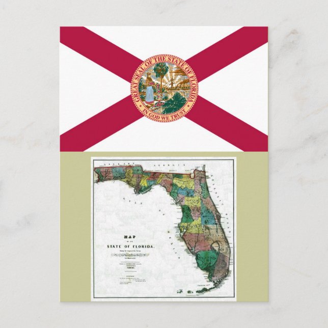 Karte Florida und Staatsflagge (Vorderseite)