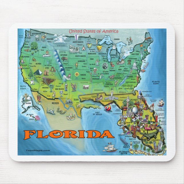Karte Floridas USA Mousepad (Vorne)
