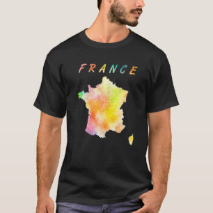 Karte Frankreich Französisch farbenfrohe Karte Aqu T-Shirt