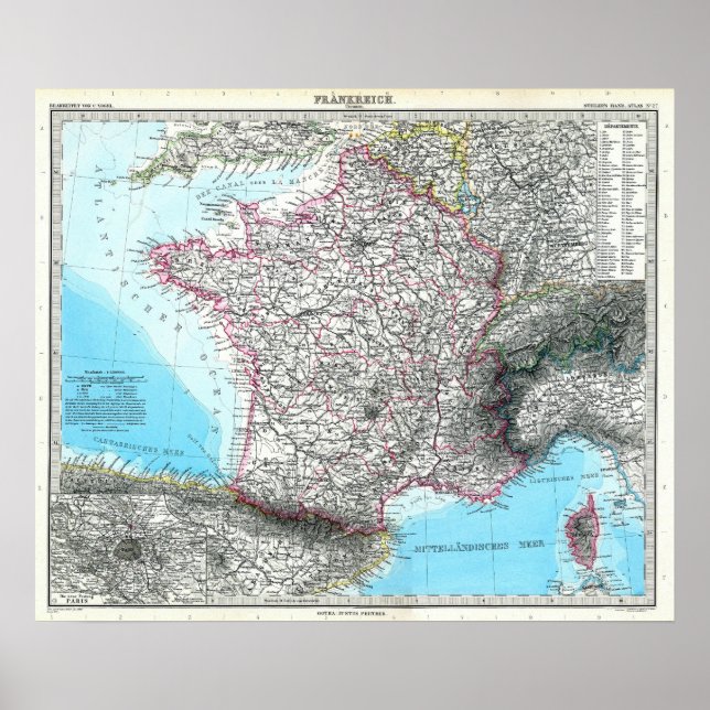 Karte Frankreichs (1891) Poster (Vorne)
