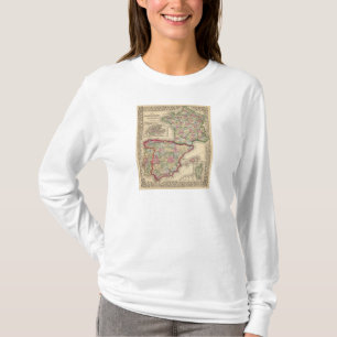 Karte Frankreichs, Spanien, Portugal durch T-Shirt