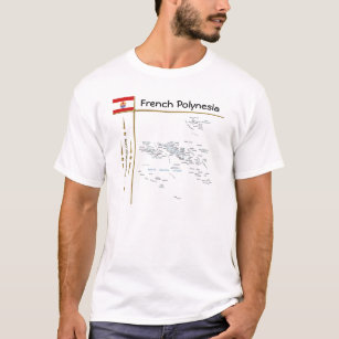 Karte Französisch-Polynesien + Flagge + T - Shirt