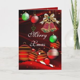 Karte Frohe Weihnachten Rot Grün Weihnachtsglocken