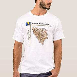 Karte für Bosnien und Herzegowina + Flagge + T -  T-Shirt