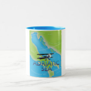 Karte für den Adriakanal Zweifarbige Tasse