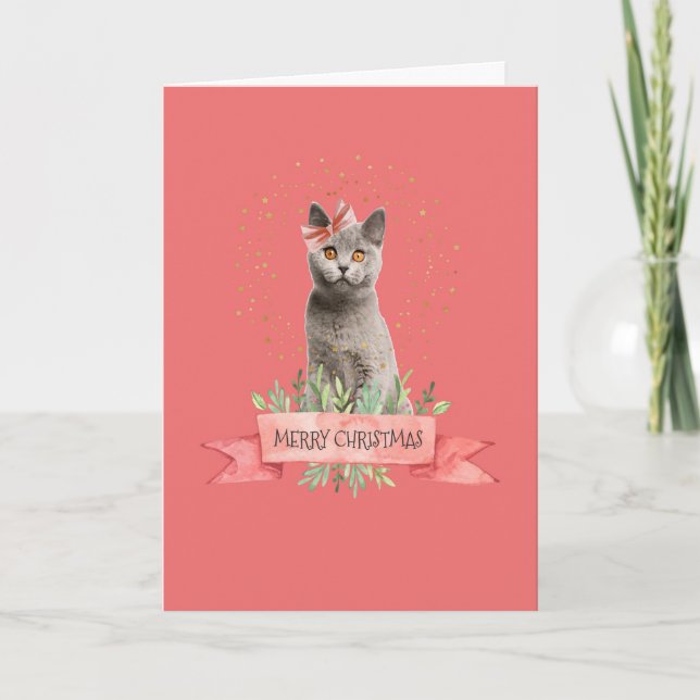 Karte für Geschenk Weihnachts-Kitten für Kind (Vorderseite)