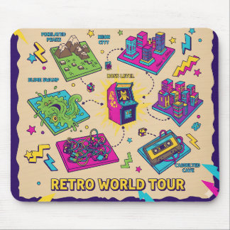 Karte für Retro World Tour - Pixel Gaming Art Mousepad