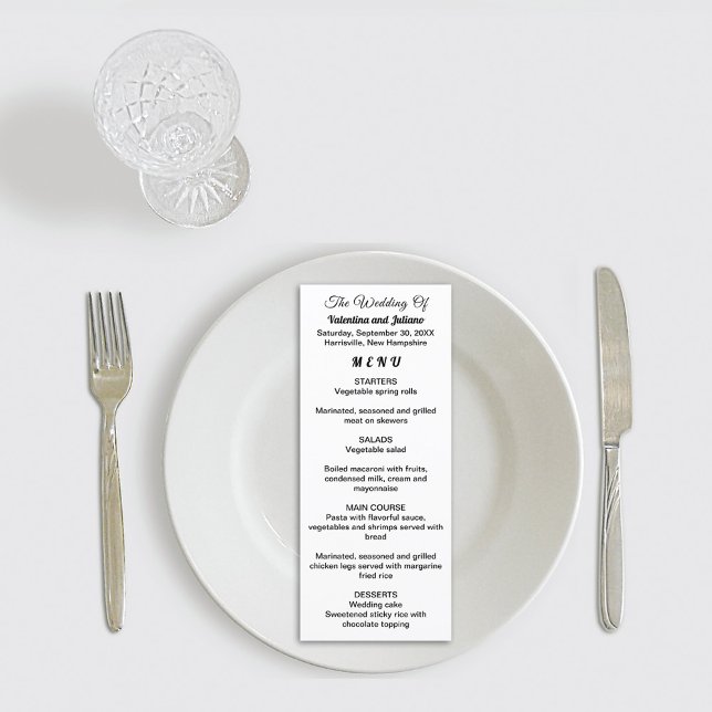 Karte für Schwarz-Weiß-Hochzeiten (Black and white wedding menu)