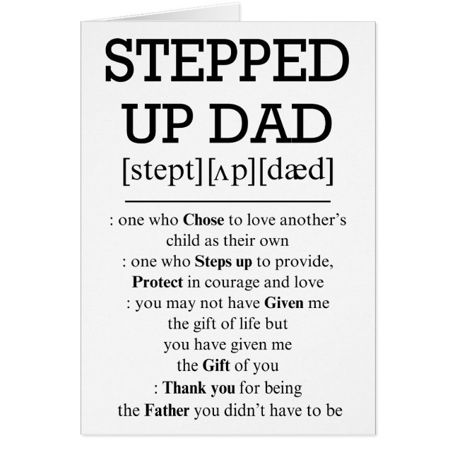 Karte für Step-Vater, Step Up Vater (Vorne)