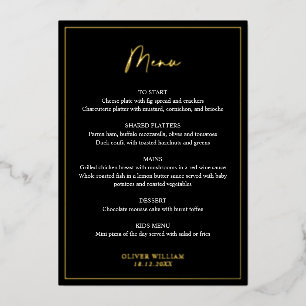 Karte für Taufen in Schwarz, Weiß und Gold Foil