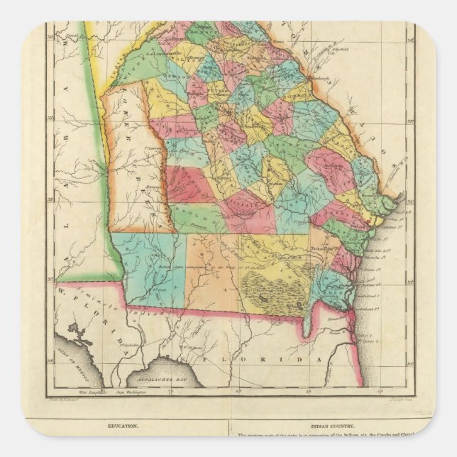 Karte Georgiens Quadratischer Aufkleber (Vorderseite)