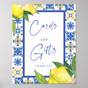 Karte & Geschenke Blue Tiles Lemons Brautparty Sig Poster