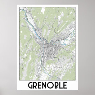 Karte Grenoble Frankreich Poster