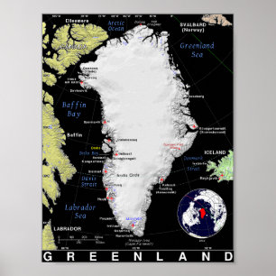 Karte Grönlands Poster