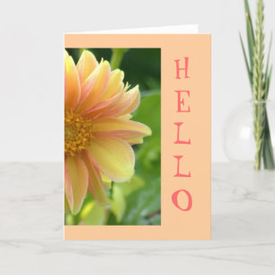 Karte, "hallo", hübsche Dahlie, Lachsrosa und Karte