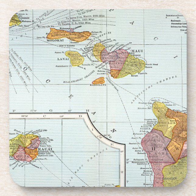 Karte: Hawaii, 1905 Untersetzer (Vorderseite)