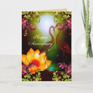 Karte Herzlichen Jahrestag Vögel Goldrahmen Floral