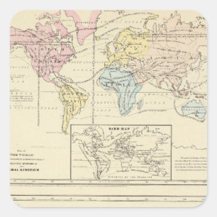 Karte in Farbe der Welt Quadratischer Aufkleber