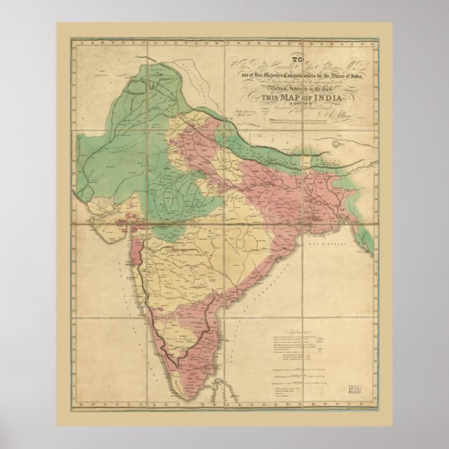 Karte Indiens (1818) Poster (Vorne)