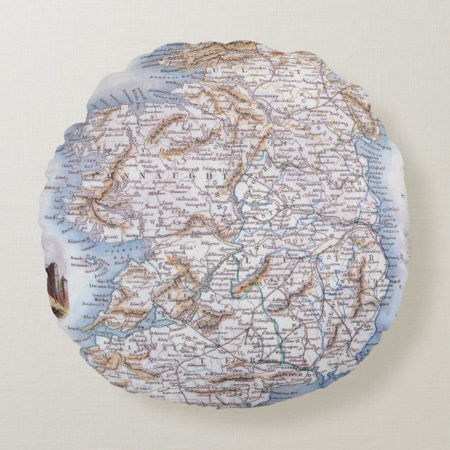 Karte: Irland, 1851 Rundes Kissen (Vorderseite)