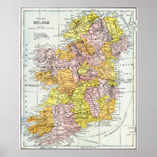 KARTE: IRLAND, c1890 Poster