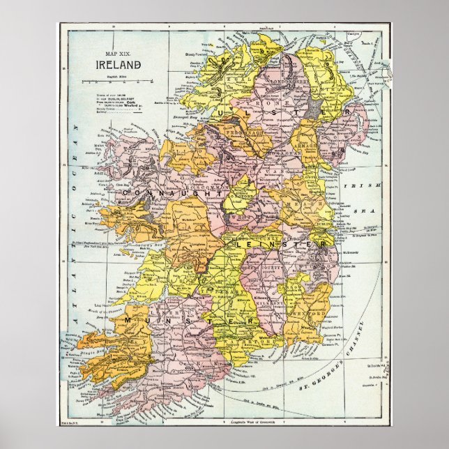 KARTE: IRLAND, c1890 Poster (Vorne)