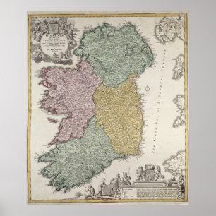 Karte Irlands mit den Provinzen Ulster Poster