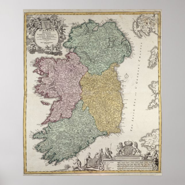 Karte Irlands mit den Provinzen Ulster Poster (Vorne)
