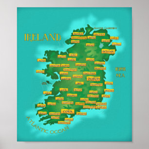 Karte Irlands Poster