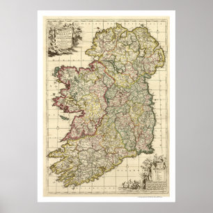 Karte Irlands von Frederik de Wit 1710 Poster