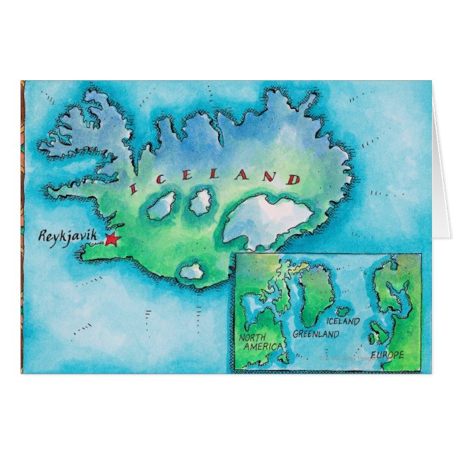 Karte Islands (Vorderseite (Horizontal))
