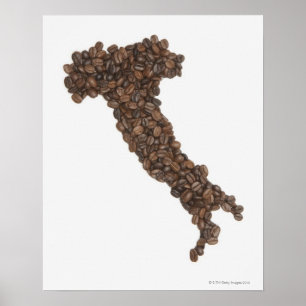 Karte Italiens aus Kaffeebohnen Poster