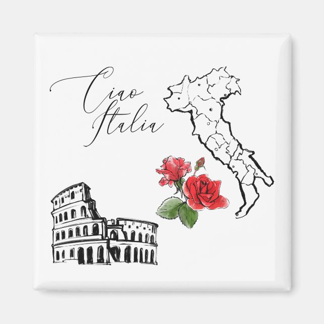 *~* Karte Italiens Ciao Italia Italienische Sprach Magnet (Vorne)