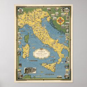 Karte Italiens mit Vatikanstadt Poster